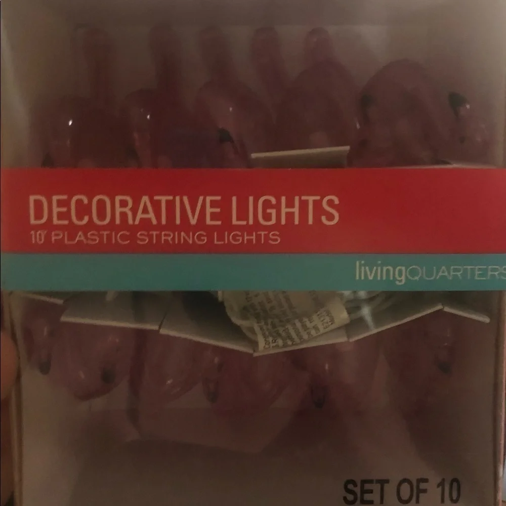 Living Quarters 10 NIP Decorative Pink Plastic Flamingo 10’ String Lights Patio